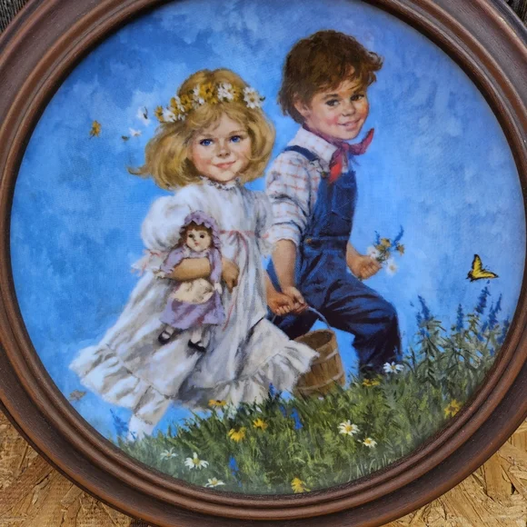 Jack And Jill Vintage Round Framed Painting of Children - Picture 11 of 15